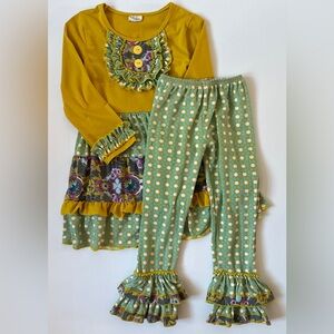 Tutu & Lulu Boutique Ruffle Two-Piece Set Girls Size 7/8 EUC